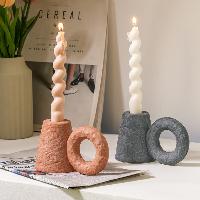 Rustic Matte Ceramic Candle Holder