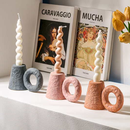 Rustic Matte Ceramic Candle Holder