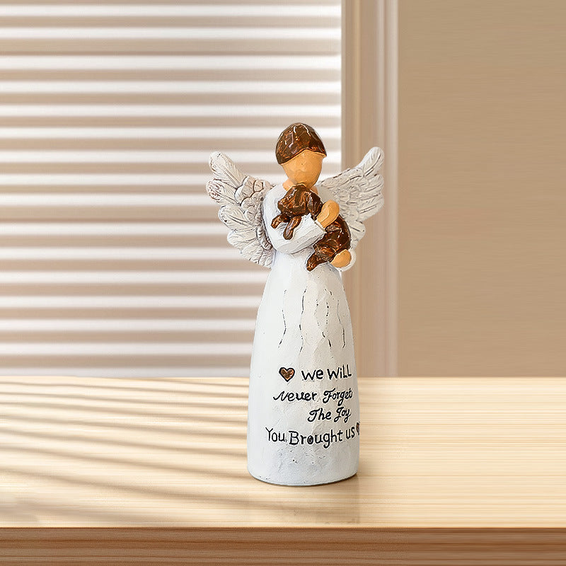Angel Holding Dog Resin Figurine