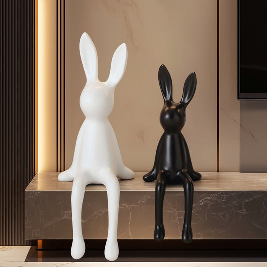 Modern Resin Sitting Rabbit Sculpture