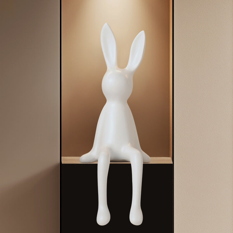 Modern Resin Sitting Rabbit Sculpture