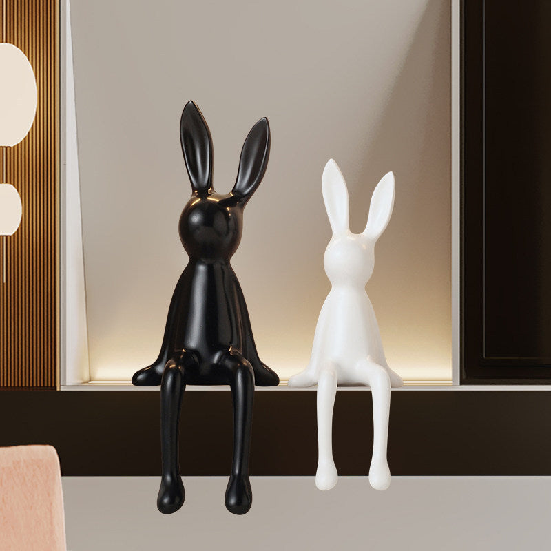 Modern Resin Sitting Rabbit Sculpture