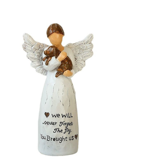Angel Holding Dog Resin Figurine