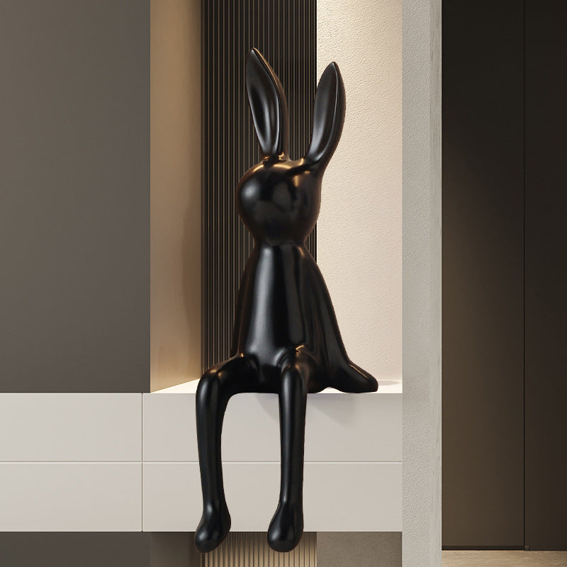 Modern Resin Sitting Rabbit Sculpture