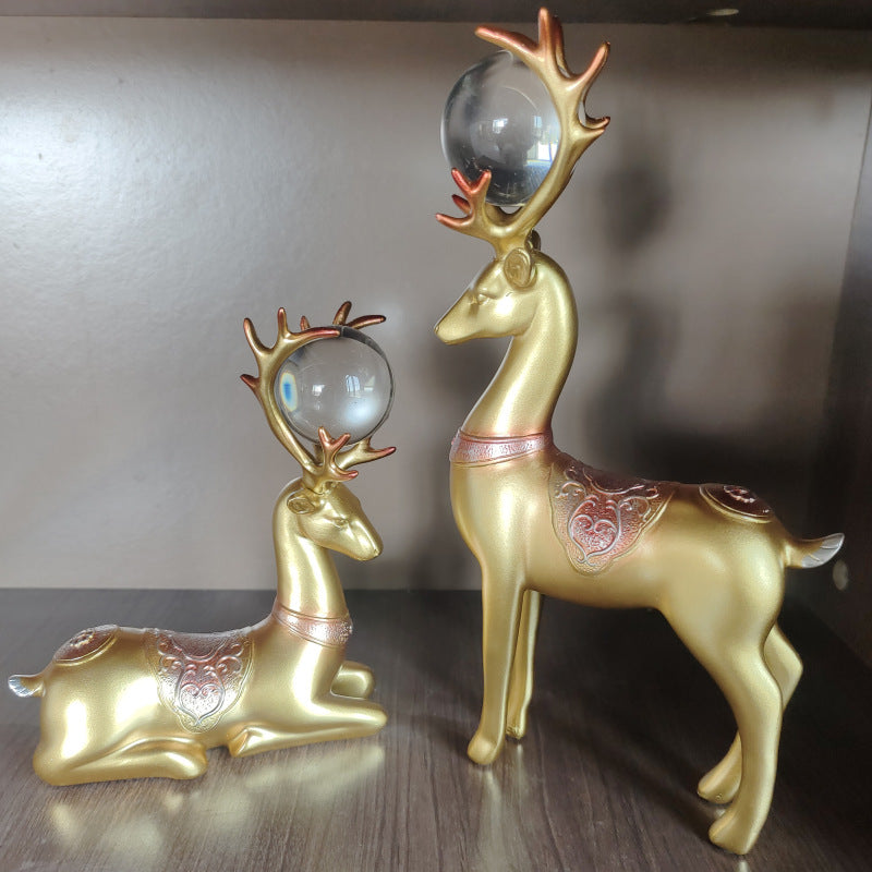 Crystal Ball Resin Deer Figurine