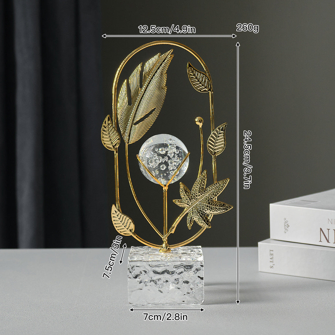 Leaf Crystal Ball Metal Decor