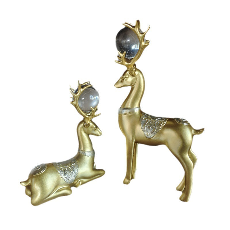 Crystal Ball Resin Deer Figurine