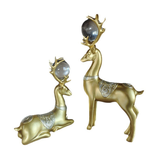 Crystal Ball Resin Deer Figurine