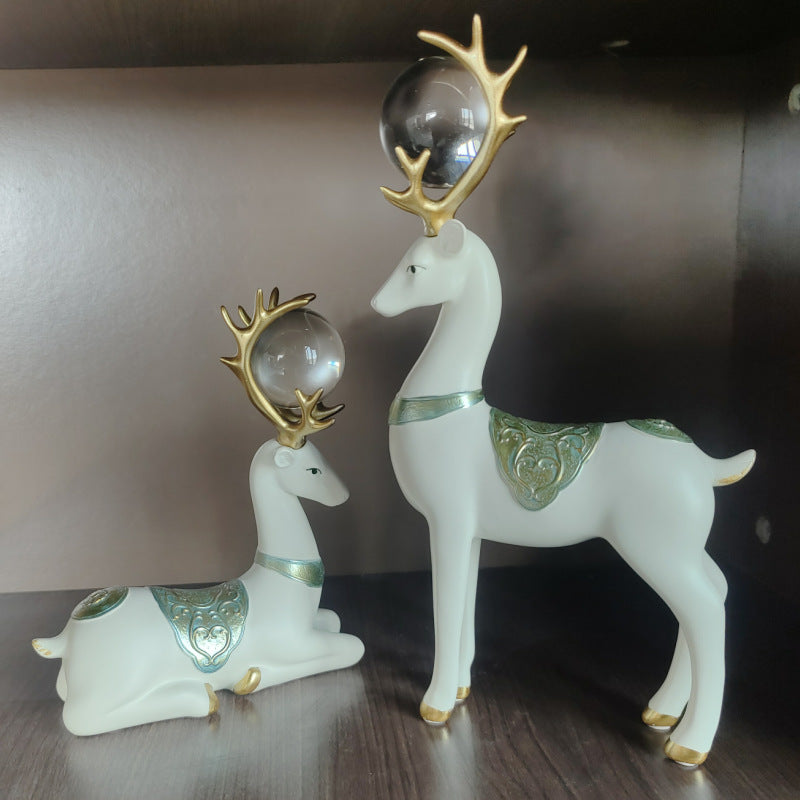 Crystal Ball Resin Deer Figurine