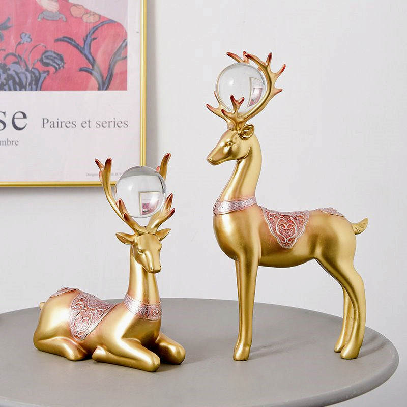 Crystal Ball Resin Deer Figurine