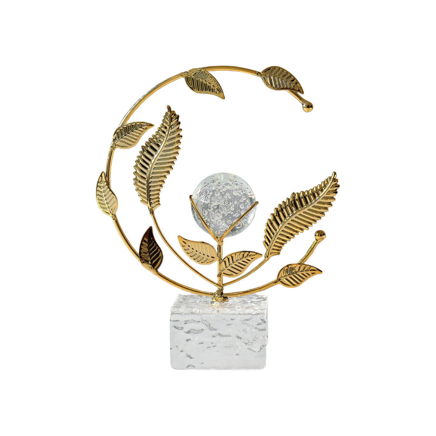 Leaf Crystal Ball Metal Decor