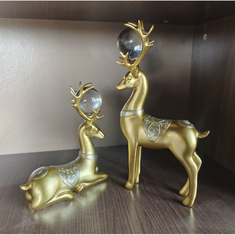 Crystal Ball Resin Deer Figurine