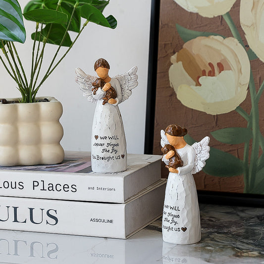 Angel Holding Dog Resin Figurine
