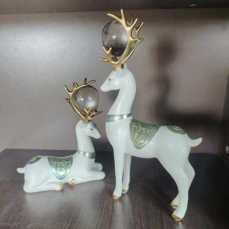 Crystal Ball Resin Deer Figurine